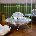 UFO Disco Ball, Silver Disco Ball Decoration, Disco Spaceship Retro Reflective Decorative Mirror Decoration, Suitable for Home, Parties, Gardens, Handmade Gifts (8 * 6 inches)